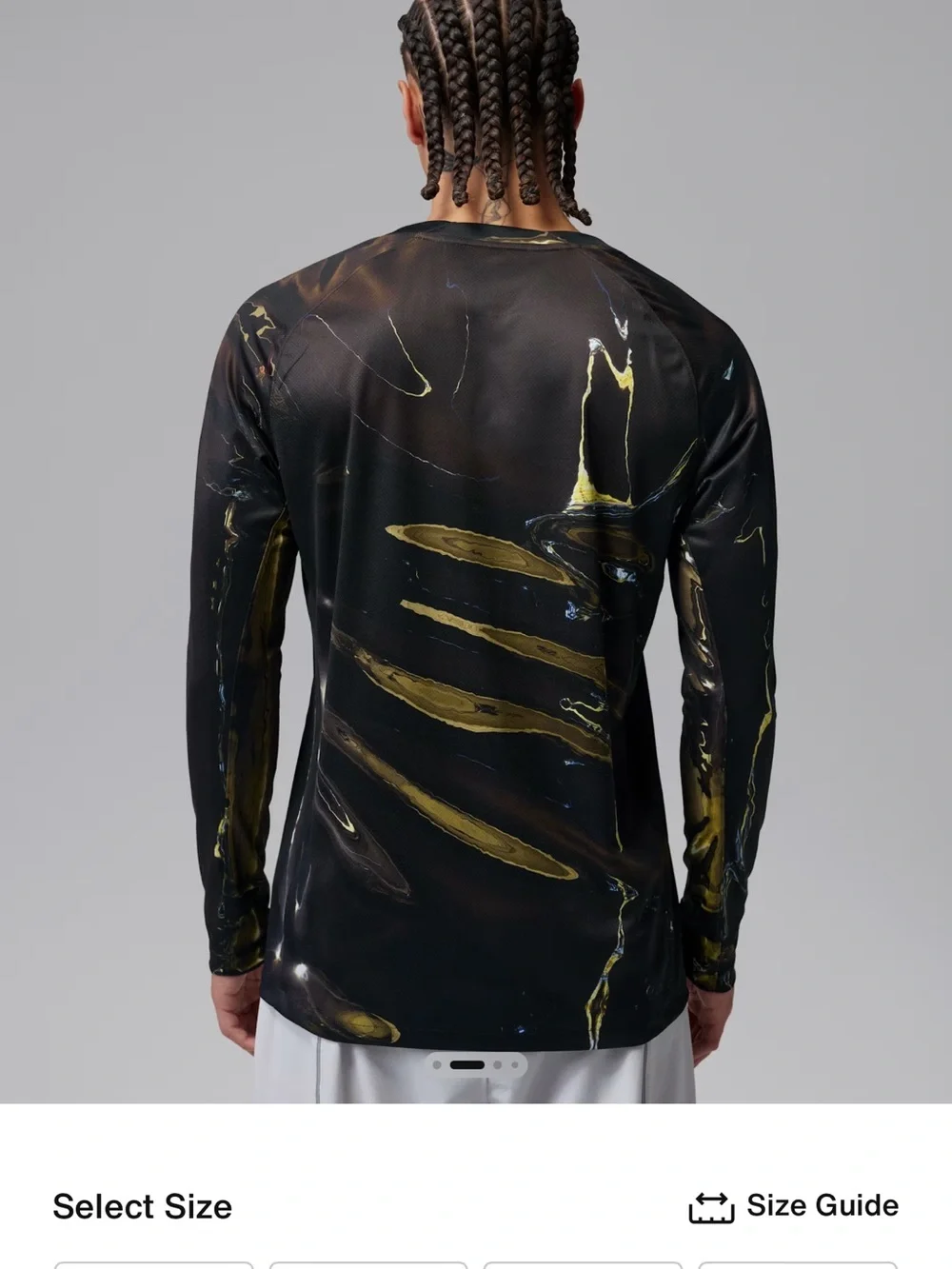Nike Black PSG Long-Sleeve Football Shirt with Metallic Marbled Accents